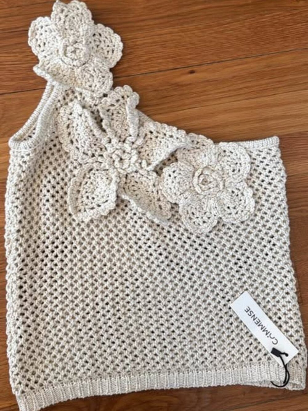 Commense Crochet One-Shoulder Floral Top